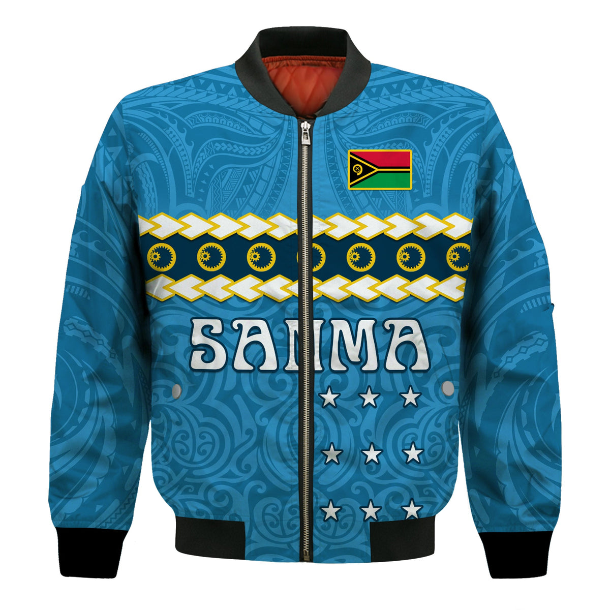 (Custom Personalised) Sanma Province Bomber Jacket Vanuatu Pig Tusk Polynesian Flag Style LT14 - Polynesian Pride