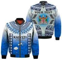 Personalised Fiji Bomber Jacket Kaiviti Fijian Special Tapa Pattern LT14 Unisex Blue - Polynesian Pride