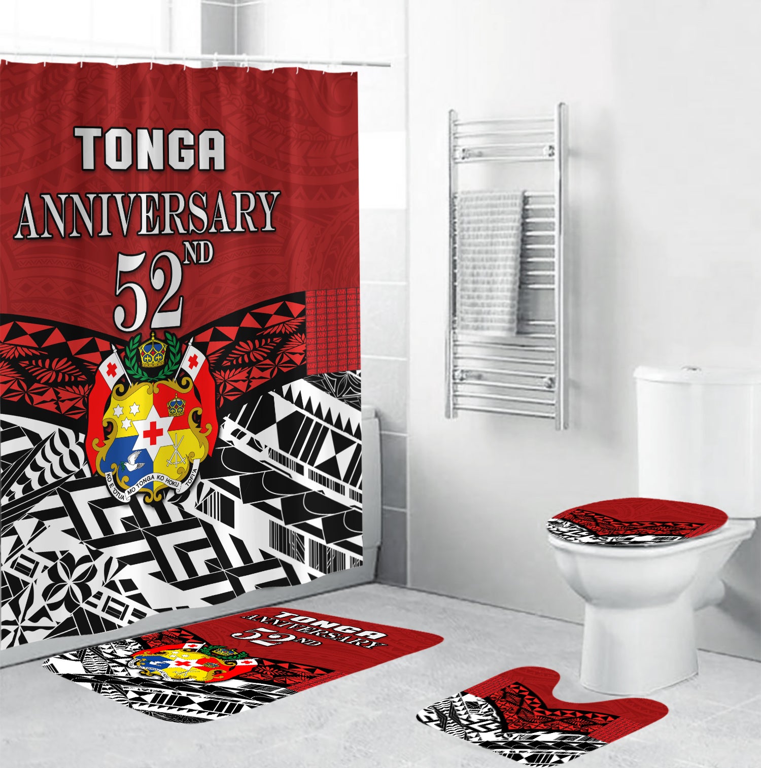 Tonga Bathroom Set Independence Anniversary Special Version 2022 LT14 Red - Polynesian Pride
