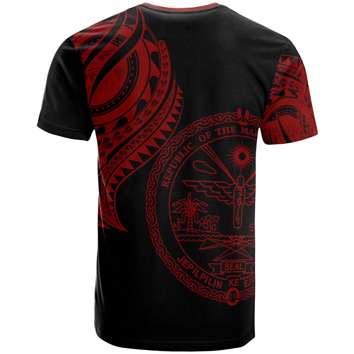 Marshall Custom T Shirt Marshall Tatau Red Patterns - Polynesian Pride