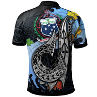 Samoa Polo Shirt Fish Hooks and Wave - Polynesian Pride