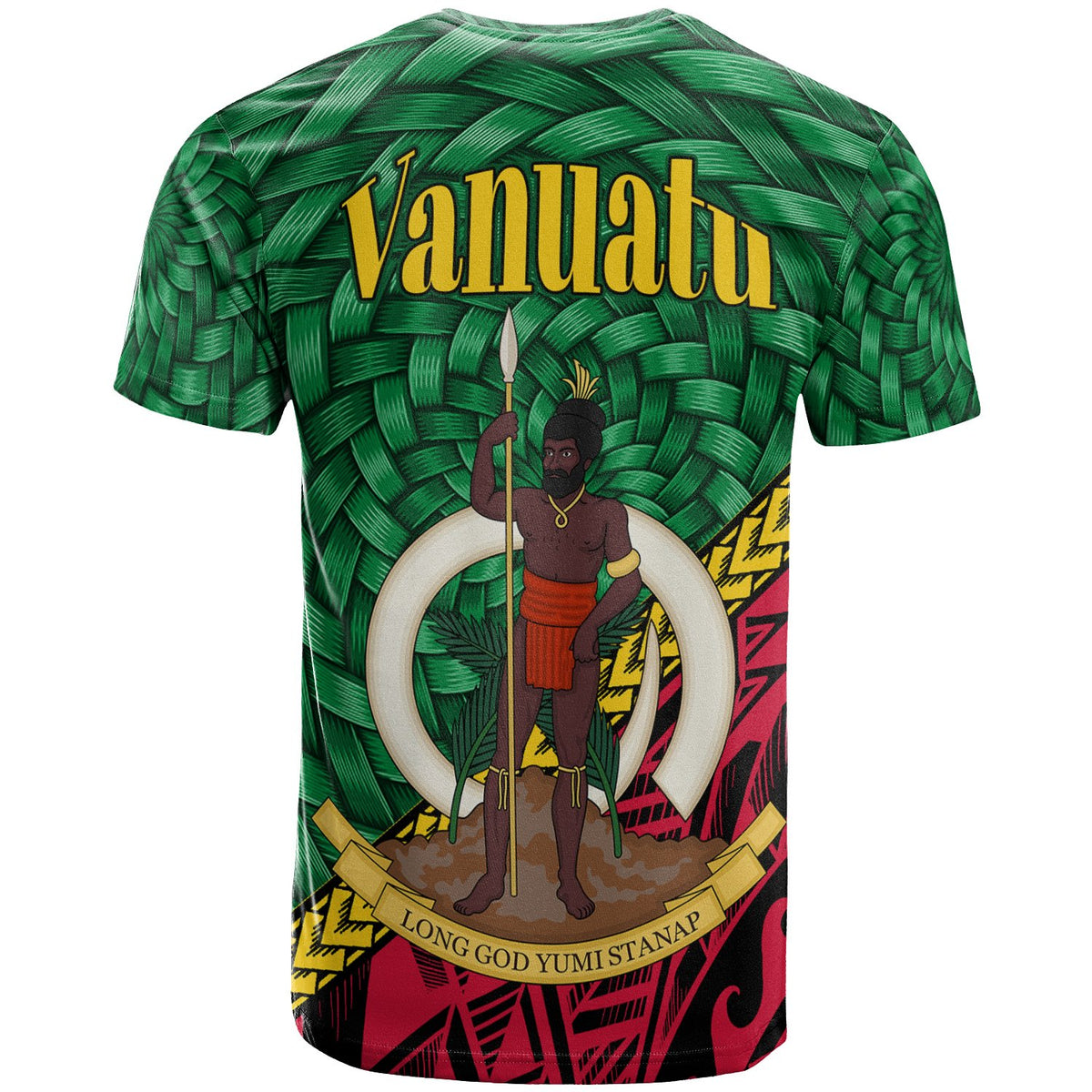Vanuatu T Shirt Isangel Polynesian Patterns With Bamboo - Polynesian Pride