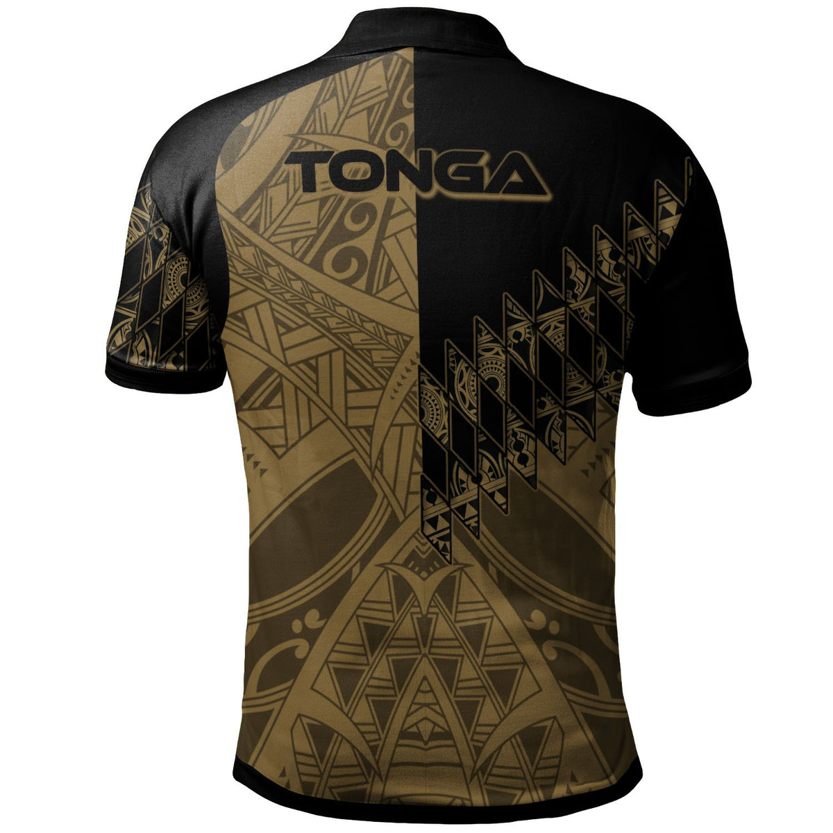 Tonga Polo Shirt Gold Color Symmetry Style - Polynesian Pride