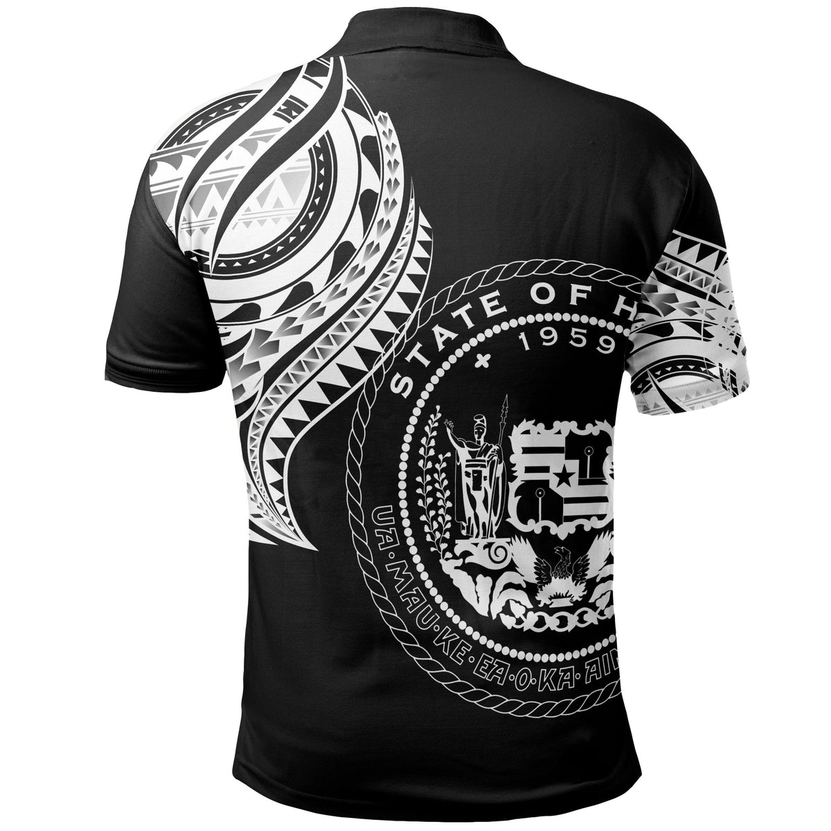Hawaii Polo Shirt Hawaii Tatau White Patterns - Polynesian Pride