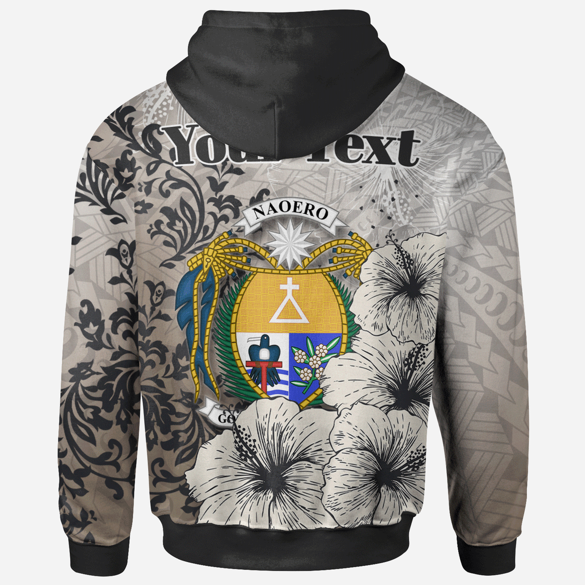 Nauru Zip Hoodie Custom Vintage Luxury Floral Style - Polynesian Pride