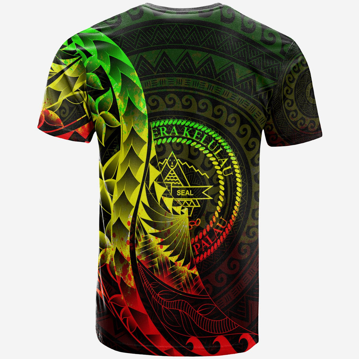 Palau T Shirt Custom Polynesian Pattern Style Reggae Color - Polynesian Pride