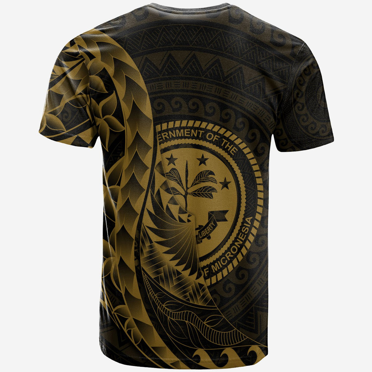Federated States of Micronesia T Shirt Polynesian Pattern Style Gold Color - Polynesian Pride