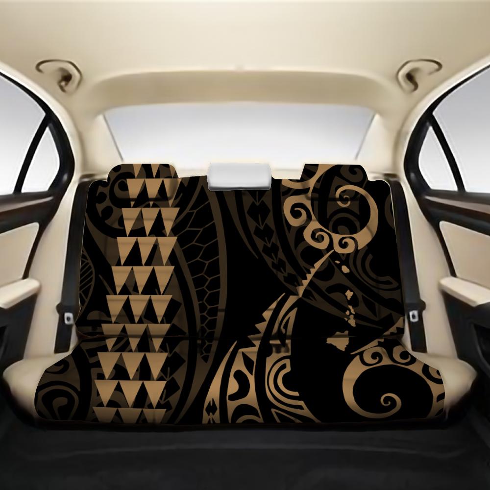 Hawaii Kakau Gold Polynesian Back Seat Covers One Size Black Back Car Seat Covers - Polynesian Pride
