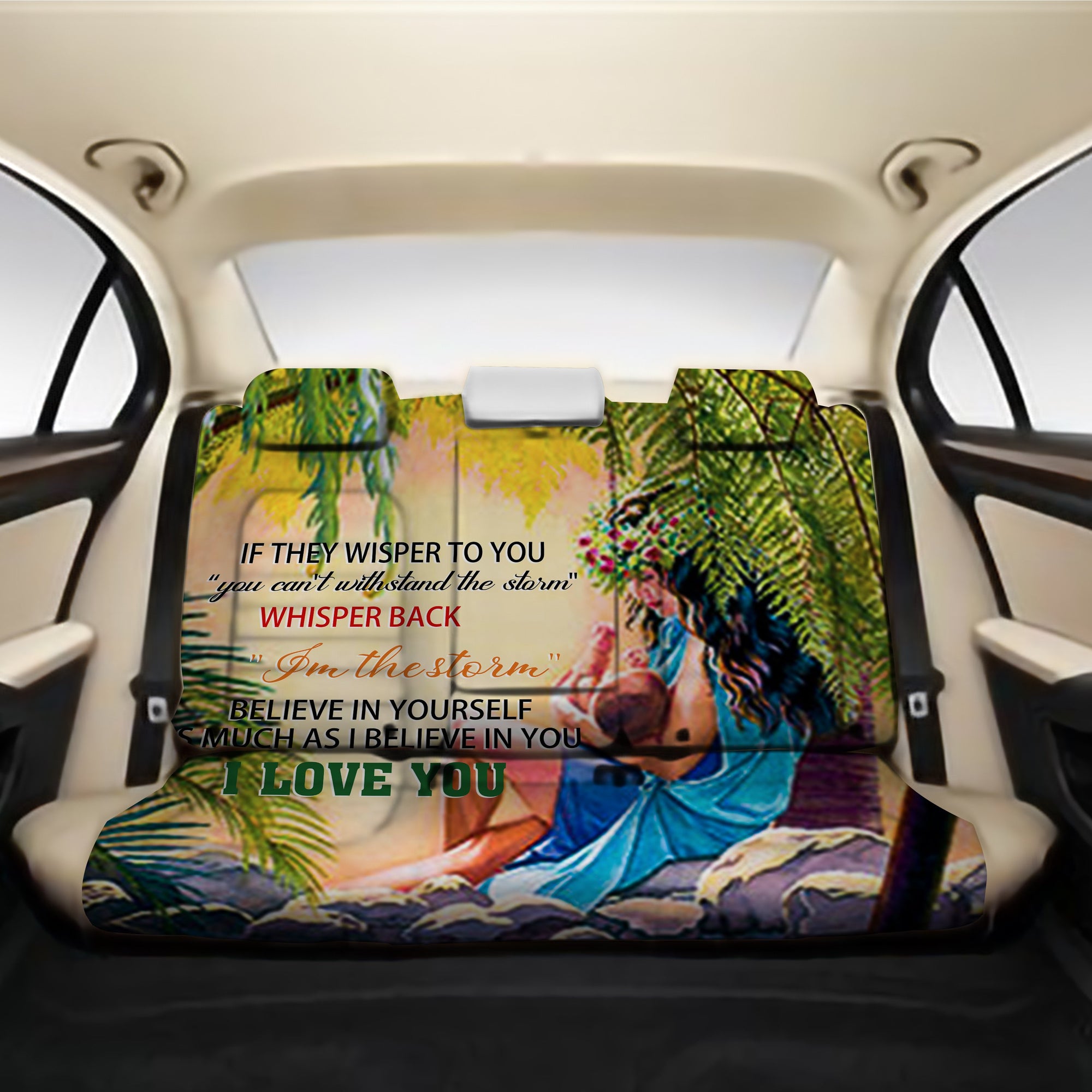 Hawaii Mother And Daughter Back Car Seat Covers - AH One Size Back Car Seat Covers Beige - Polynesian Pride