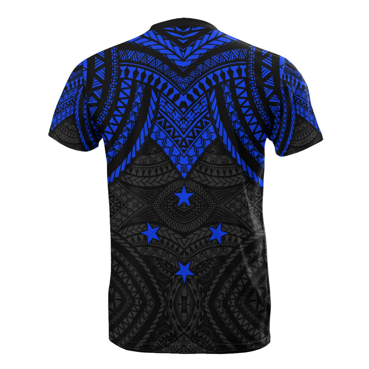 Pohnpei Custom T Shirt Micronesian Pattern Blue Armor Style - Polynesian Pride