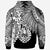 Tahiti Polynesian Custom Hoodie Tribal Wave Tattoo White - Polynesian Pride