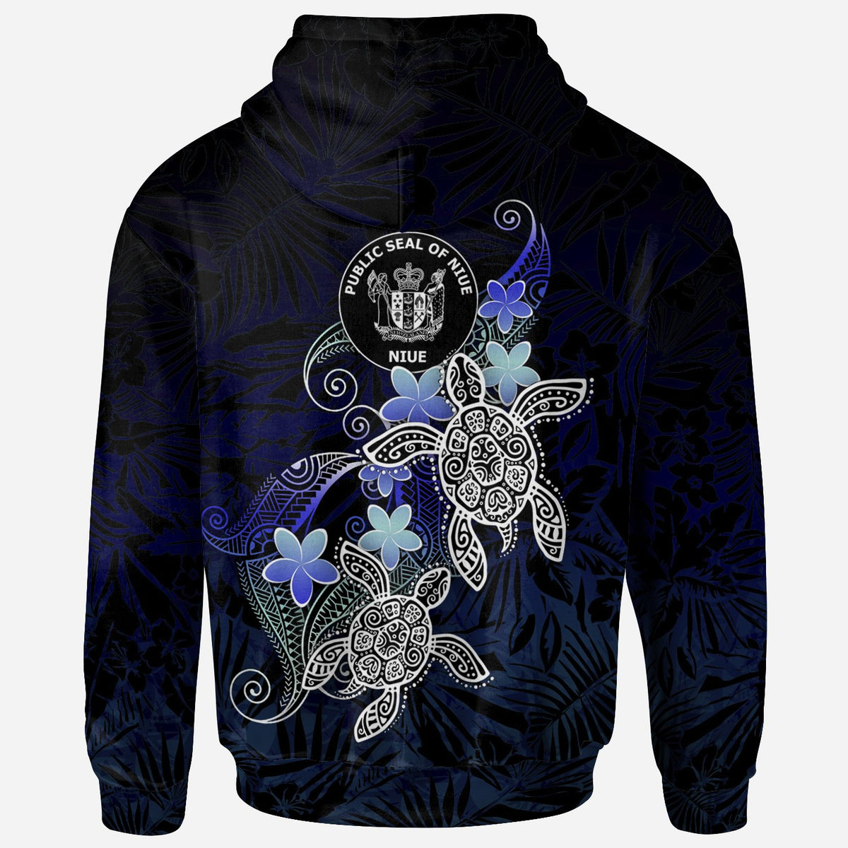 Niue Polynesian Hoodie Blue Turtle Couple - Polynesian Pride