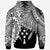 Kosrae Polynesian Zip up Hoodie Tribal Wave Tattoo White - Polynesian Pride