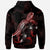 Yap Polynesian Zip up Hoodie Turtle With Blooming Hibiscus Red - Polynesian Pride