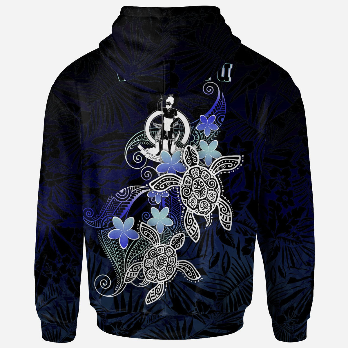 Vanuatu Polynesian Hoodie Blue Turtle Couple - Polynesian Pride