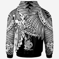 New Caledonia Polynesian Hoodie Tribal Wave Tattoo White - Polynesian Pride