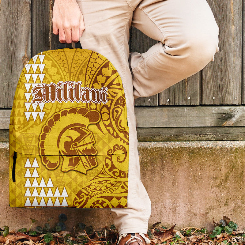Hawaii Mililani High School Backpack Tribal Kakau LT9 One Size Yellow - Polynesian Pride