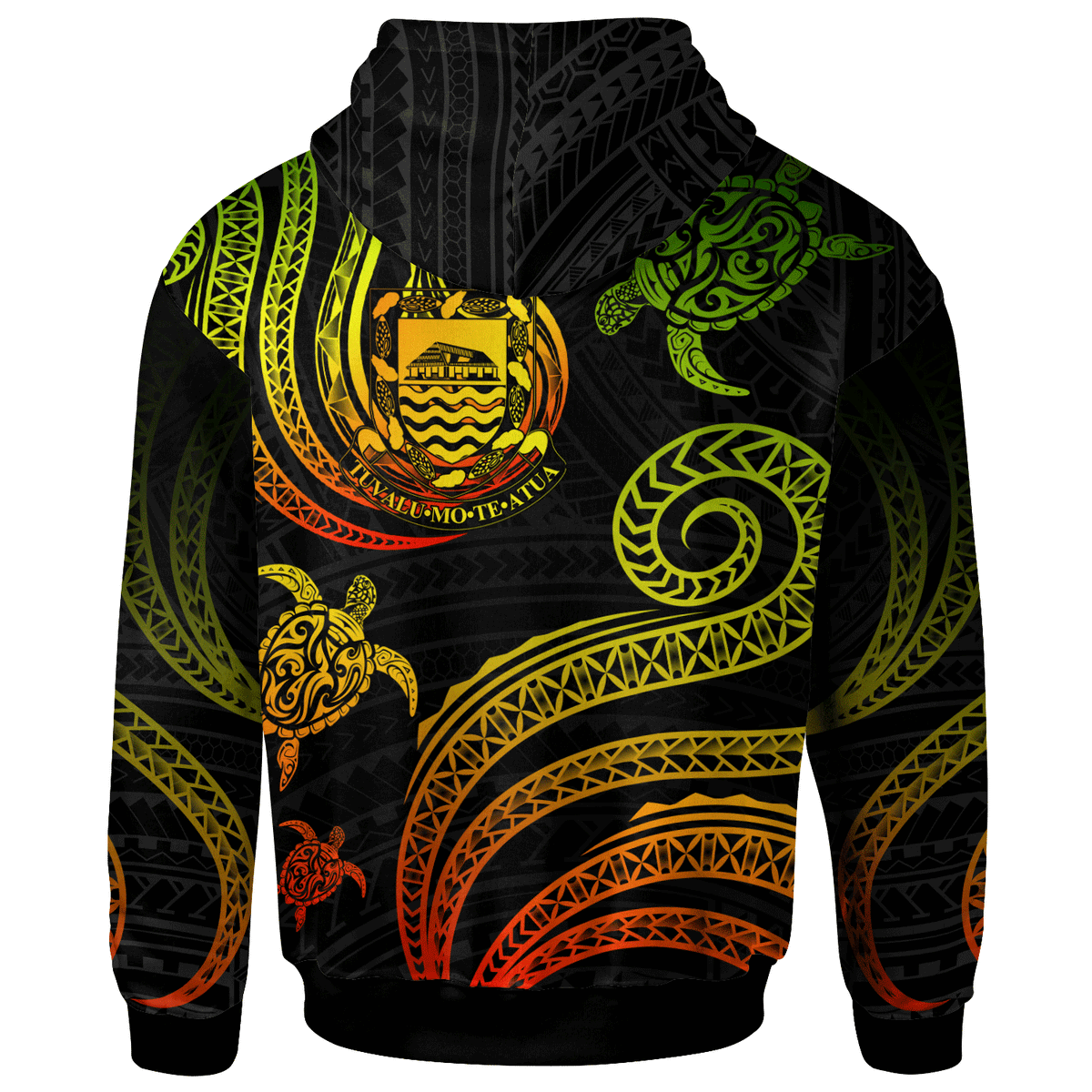 Tuvalu Zip Hoodie Polynesian Turtle With Pattern Reggae - Polynesian Pride