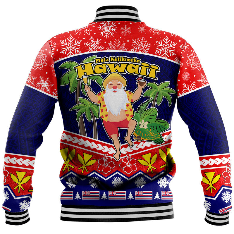 Hawaii Santa Kalikimaka Palm And Hibiscus Christmas Vibe Baseball Jacket LT9 - Polynesian Pride