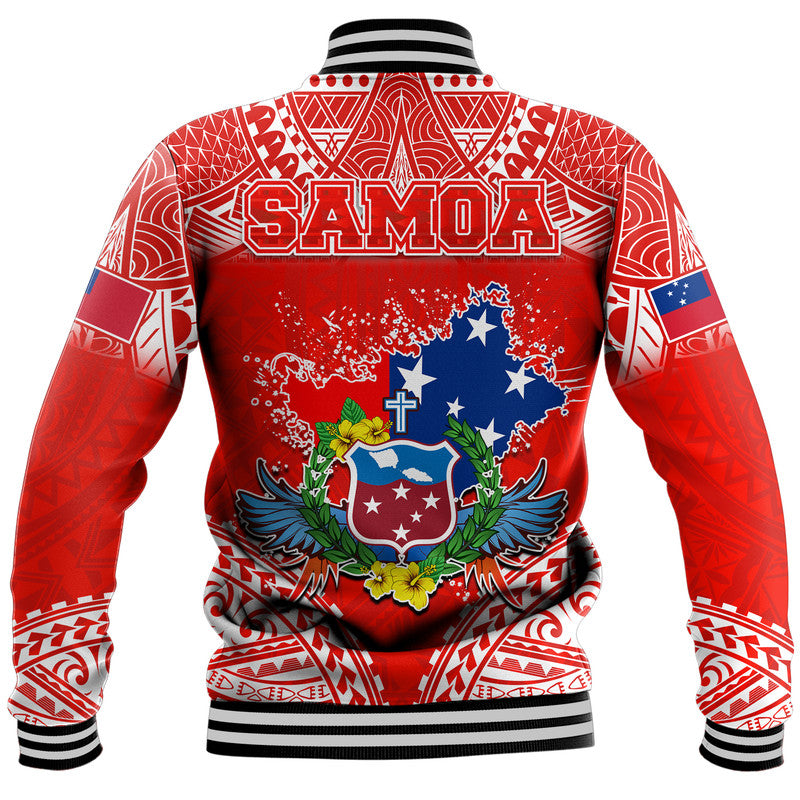 Toa Samoa Polynesian Rugby Baseball Jacket Samoan Flag Red Color LT9 - Polynesian Pride