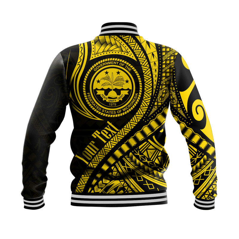 (Custom Personalised) Federated States of Micronesia Baseball Jacket Gold Polynesian Wave Style LT9 - Polynesian Pride