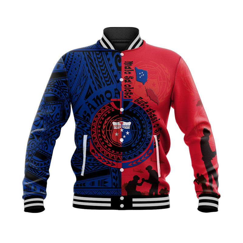 (Custom Personalised) Samoa Independence Day Baseball Jacket Military Polynesian Pattern LT9 Unisex Blue - Red - Polynesian Pride