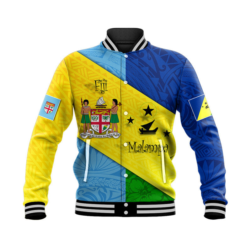 (Custom Personalised) Malampa Fiji Day Baseball Jacket Polynesian Line Arty Style LT9 Unisex Yellow - Polynesian Pride