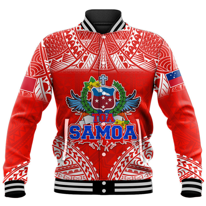 Toa Samoa Polynesian Rugby Baseball Jacket Samoan Flag Red Color LT9 Unisex Red - Polynesian Pride