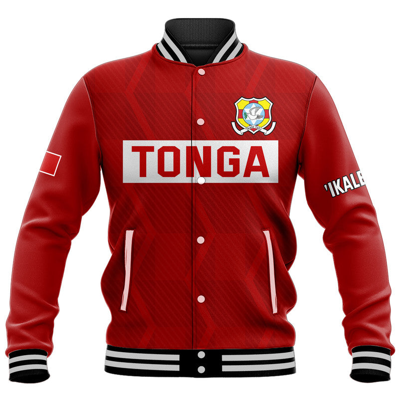 (Custom Text And Number) Tonga Rugby Sevens Baseball Jacket Sporty Style LT9 Unisex Red - Polynesian Pride