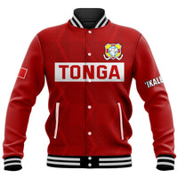 (Custom Text And Number) Tonga Rugby Sevens Baseball Jacket Sporty Style LT9 Unisex Red - Polynesian Pride