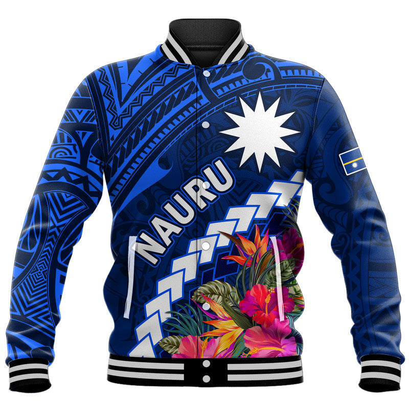 (Custom Personalised) Nauru Independence Day Baseball Jacket Polynesian Tropical LT9 Unisex Blue - Polynesian Pride