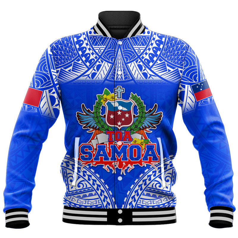 Toa Samoa Polynesian Rugby Baseball Jacket Samoan Flag Blue Color LT9 Unisex Blue - Polynesian Pride