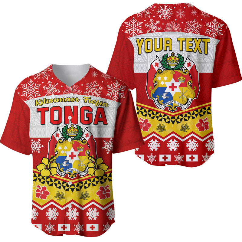 (Custom Personalised) Tonga Christmas Kilisimasi Fiefia Coat Of Arms Baseball Jersey LT9 Red - Polynesian Pride