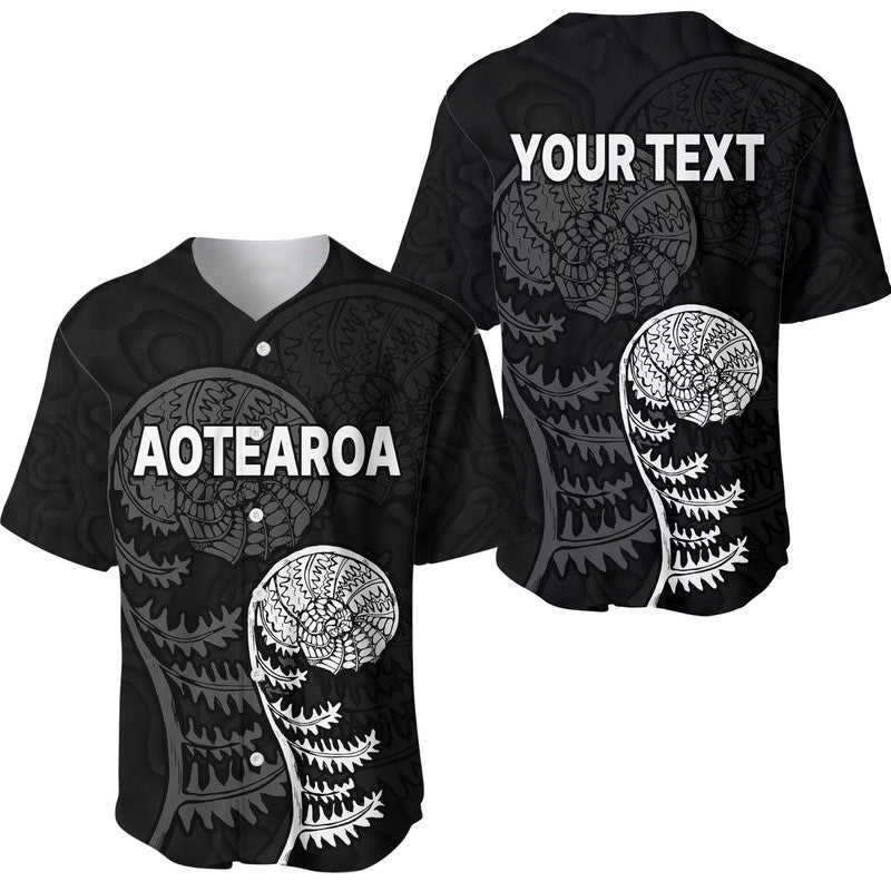 (Custom Personalised) Aotearoa Silver Fern Baseball Jersey LT9 Blue - Polynesian Pride