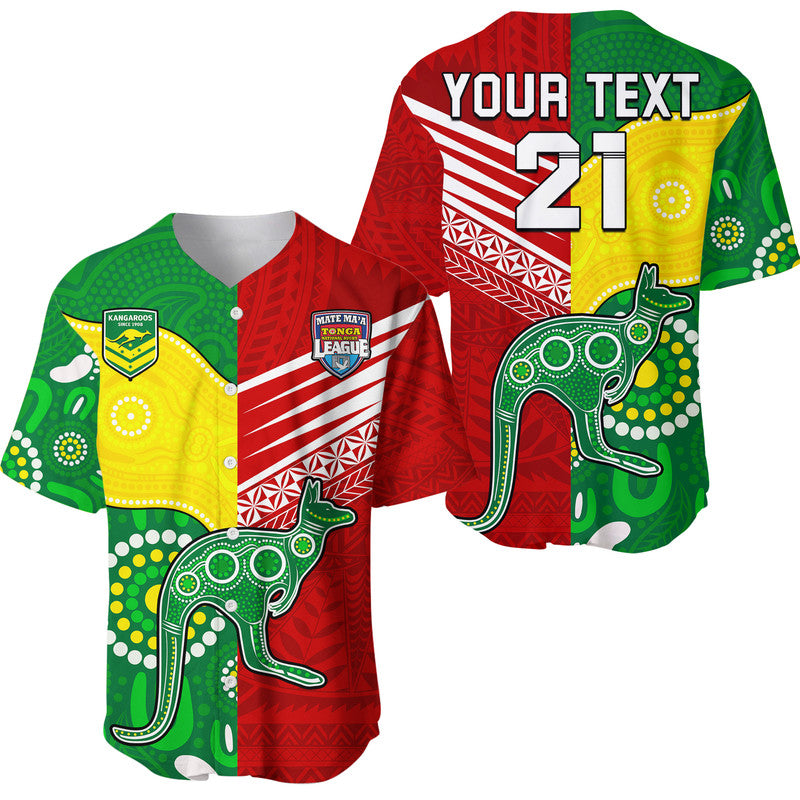 (Custom Personalised) Australia Kangaroos and Mate Maa Tonga Baseball Jersey No2 LT9 Red - Polynesian Pride