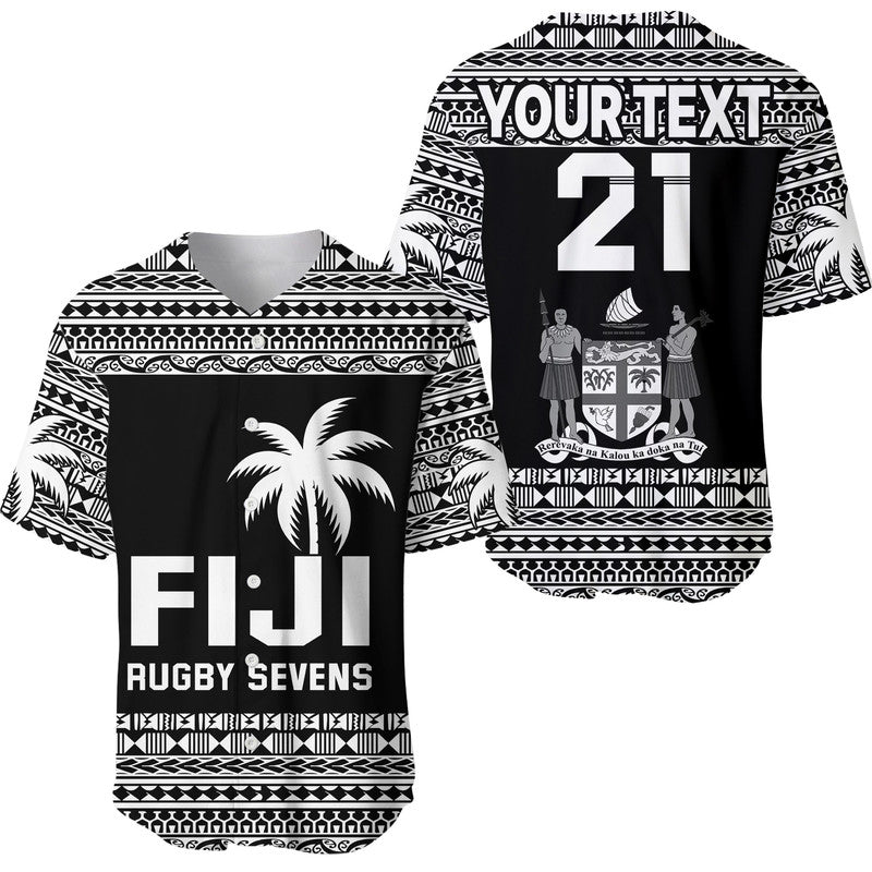 (Custom Text And Number) Fiji Rugby Sevens Baseball Jersey Simple Style LT9 Blue - Polynesian Pride