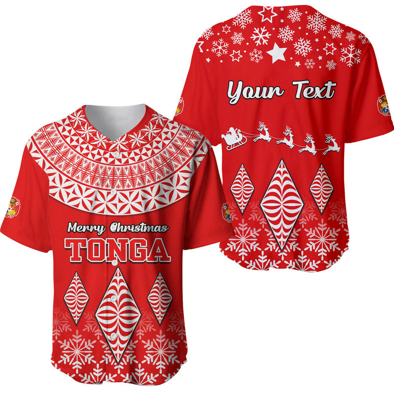 (Custom Personalised) Tonga Kupesi Ngatu Merry Christmas Baseball Jersey LT9 Red - Polynesian Pride