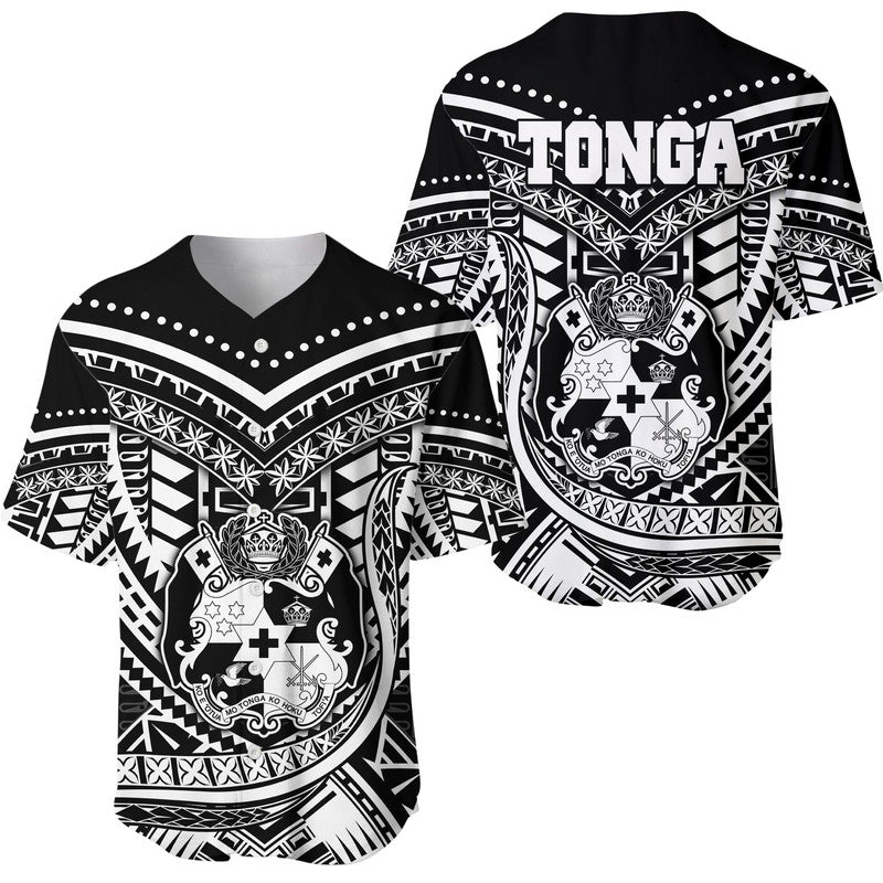 Tonga Coat of Arms Baseball Jersey LT9 Black - Polynesian Pride