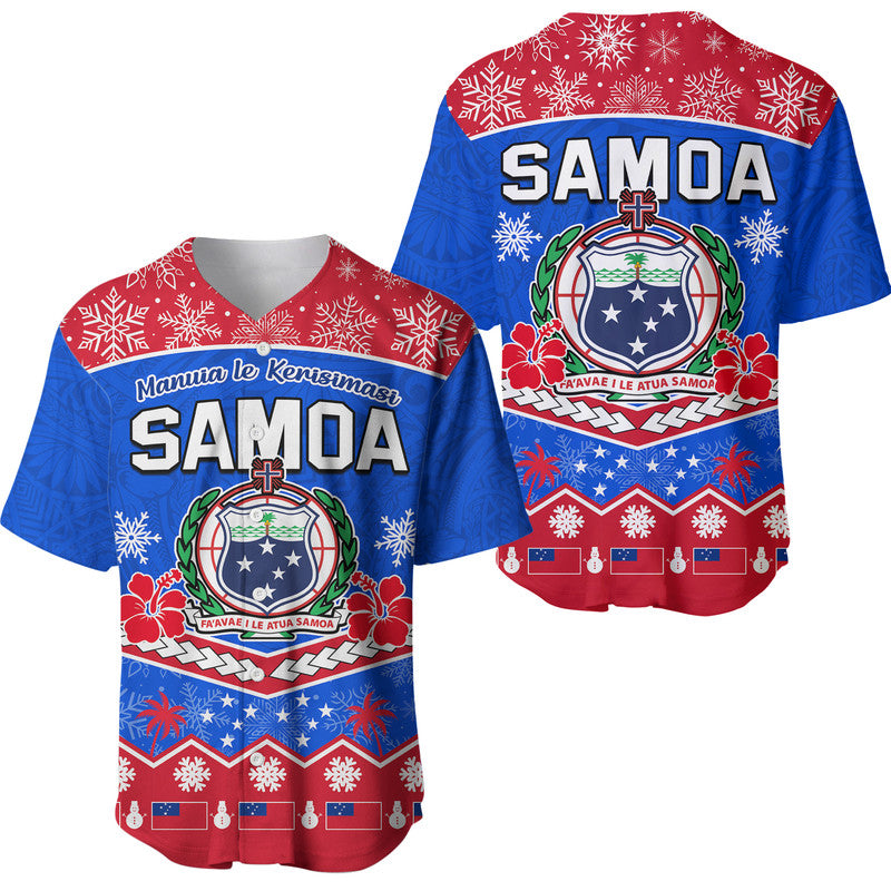 Samoa Tribal Polynesian Christmas Vibe Baseball Jersey LT9 Blue - Polynesian Pride