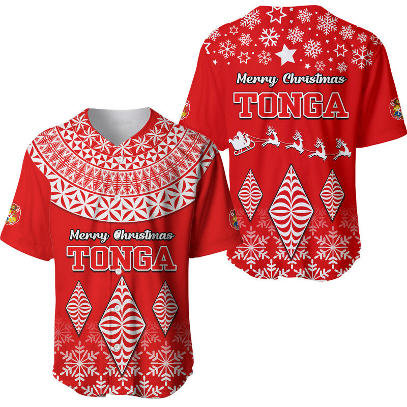 Tonga Kupesi Ngatu Merry Christmas Baseball Jersey LT9 Red - Polynesian Pride