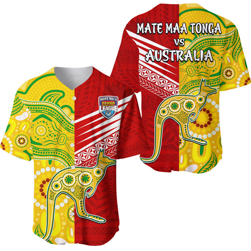 Australia Kangaroos and Mate Maa Tonga Baseball Jersey LT9 Red - Polynesian Pride