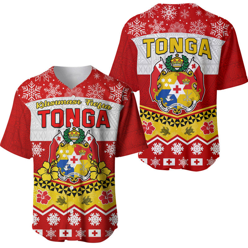 Tonga Christmas Kilisimasi Fiefia Coat Of Arms Baseball Jersey LT9 Red - Polynesian Pride