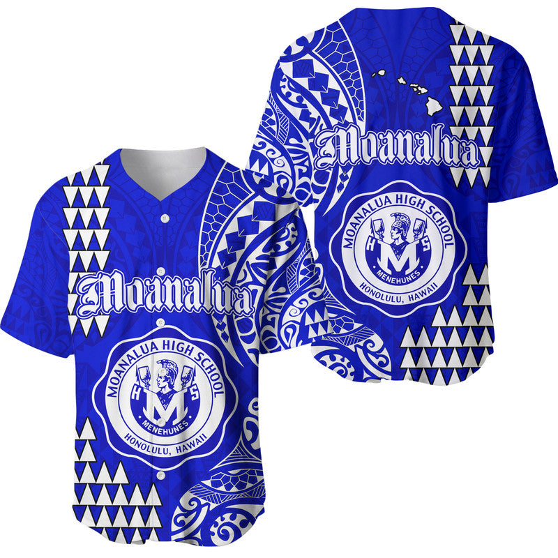 Hawaii Moanalua High School Baseball Jersey Tribal Kakau LT9 Blue - Polynesian Pride