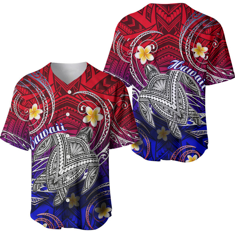 Hawaii Baseball Jersey Hawaiian Turtle Plumeria Mixed Polynesian Style LT9 Gradient - Polynesian Pride