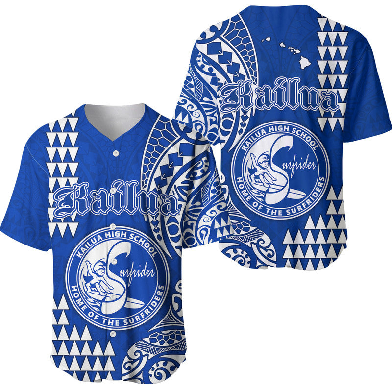 Hawaii Kailua High School Baseball Jersey Tribal Kakau LT9 Blue - Polynesian Pride