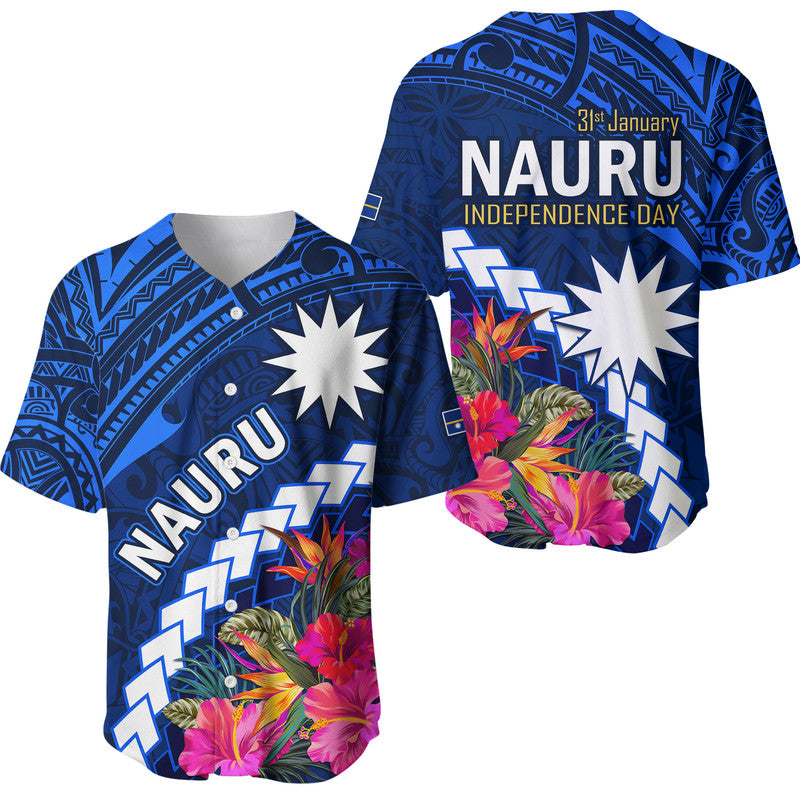 Nauru Independence Day Baseball Jersey Polynesian Tropical LT9 Blue - Polynesian Pride