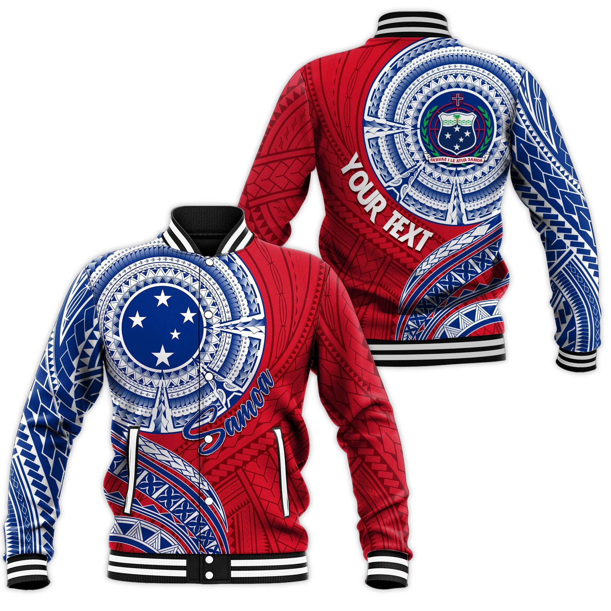 Samoa Personalised Baseball Jacket Independence Day Flag Style LT7 Unisex Red - Polynesian Pride