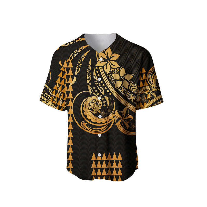 (Custom Personalised) Kakau Hawaiian Polynesian Baseball Jersey Gold LT6 - Polynesian Pride