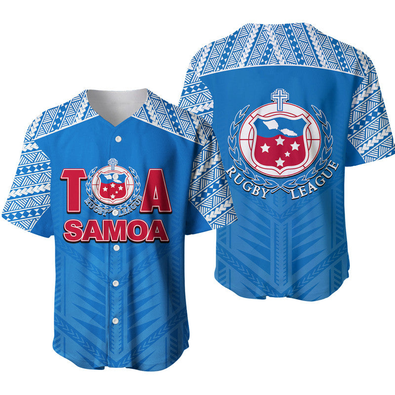 Toa Samoa Rugby Baseball Jersey Blue Sky Jersey 2022 LT6 Blue - Polynesian Pride