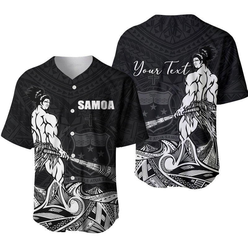 (Custom Personalised) Samoa Warrior Baseball Jersey Polynesian No.2 LT6 Black - Polynesian Pride